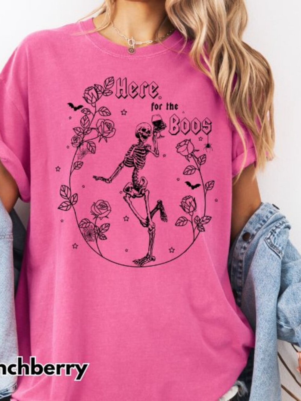 NEW Here for the Boos Funny Skeleton Halloween Graphic Tee Shirt